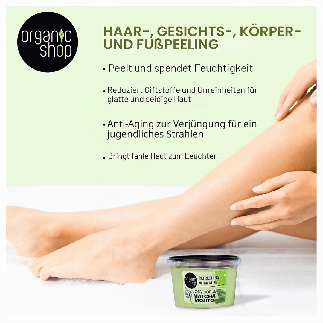 Organic Shop Refreshing Mojito Body Scrub Matcha &amp; Lime (250ml) Matcha &amp; Limette 250 g (1er Pack), M
