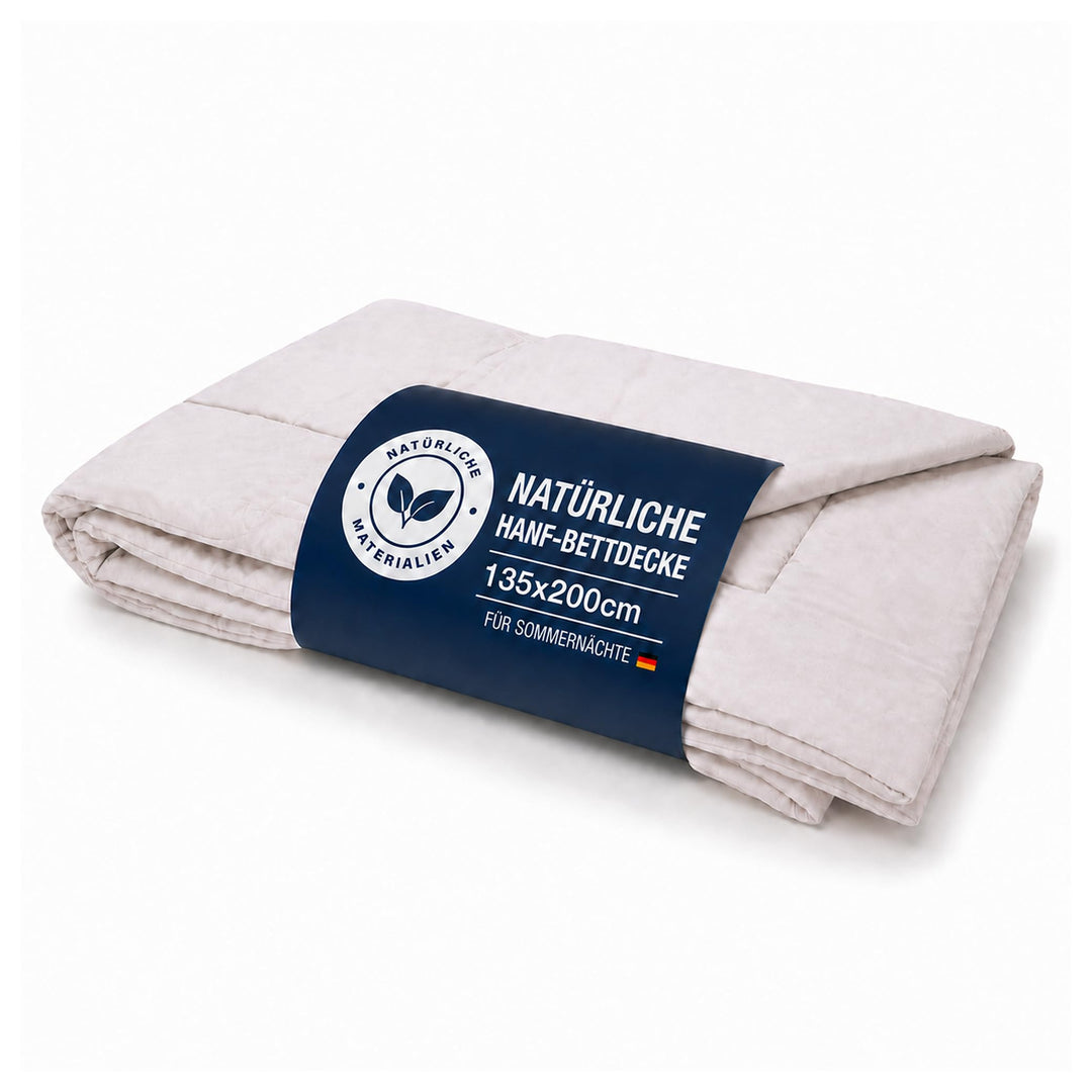 Hanf Bettdecke 135 x 200 cm – leichte Sommerdecke für kühle Nächte, atmungsaktiv, temperaturregulier