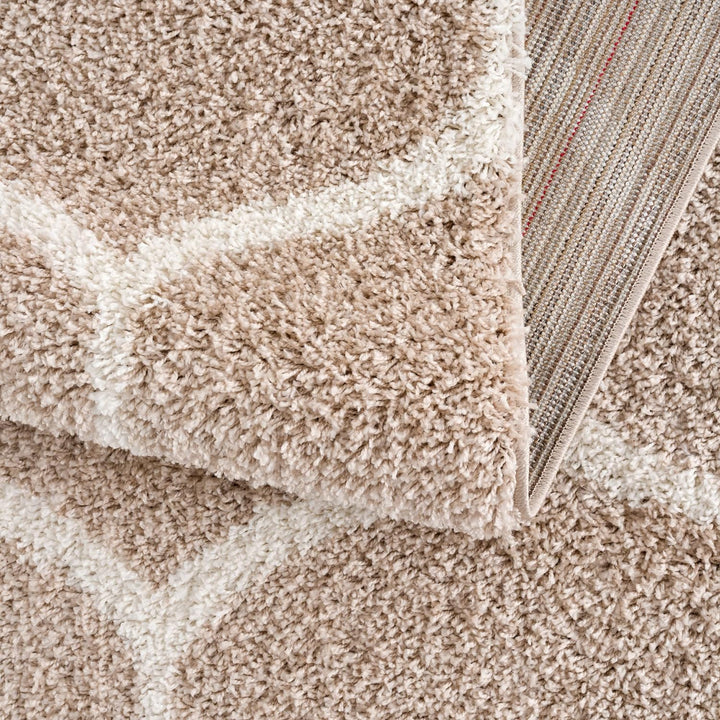SANAT Madrid Shaggy Teppich Rund - Hochflor Teppiche für Wohnzimmer, Schlafzimmer, Küche - Beige, Gr