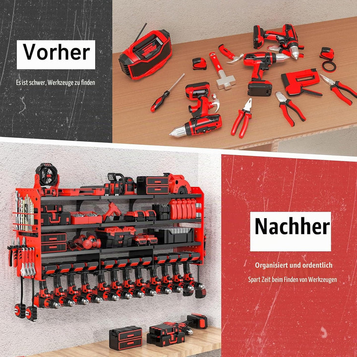 Wandhalterung Schlagbohrschrauber Werkzeugregal – Schweres Metall Werkzeugorganizer mit 12 Kammern u