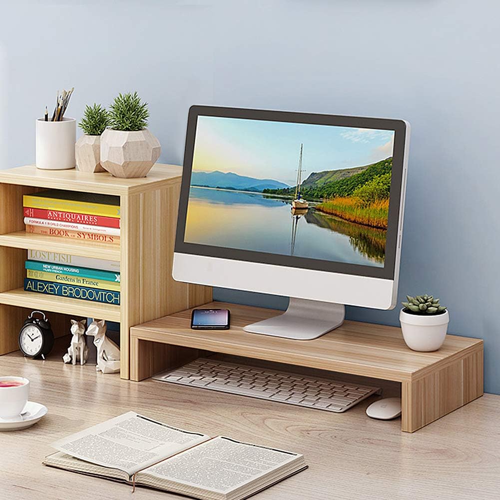 Monitorständer für Schreibtisch Holz, Computerständer für Desktop-Monitor Erhöhung Schreibtisch Comp