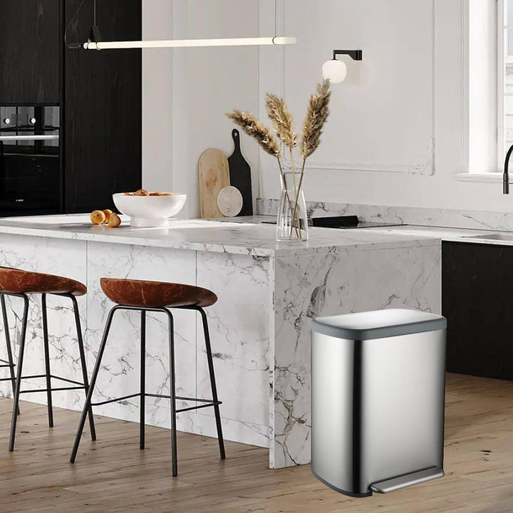 Recycling-Mülleimer für die Küche, 30 + 30 l, Doppel-Mülleimer mit Deckel und Kunststoff-Inneneimer,