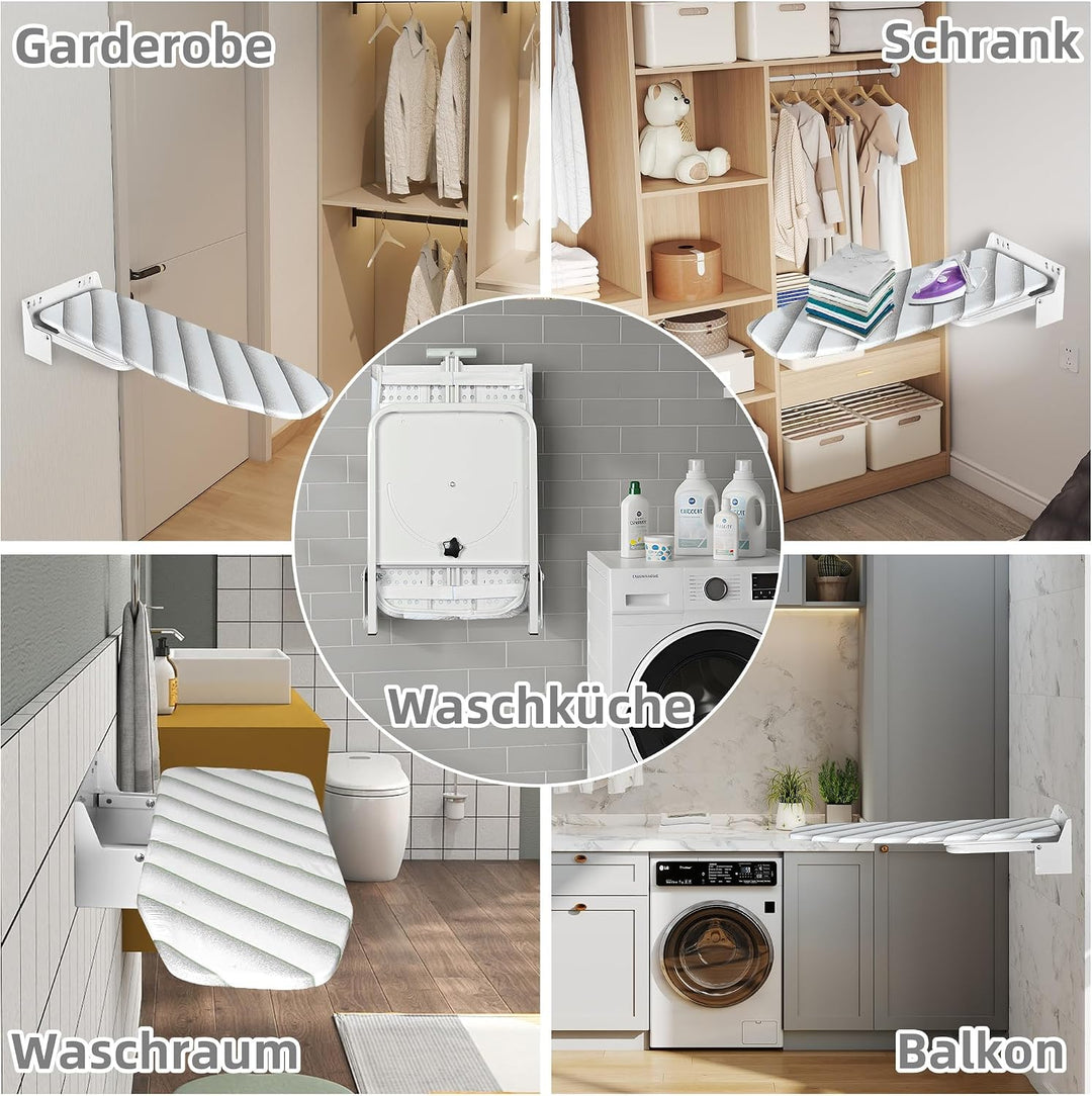 uyoyous Wandmontage Bügeltisch mit hitzebeständiger Baumwollbezug Klappbar Platzsparende 95x 30 cm B