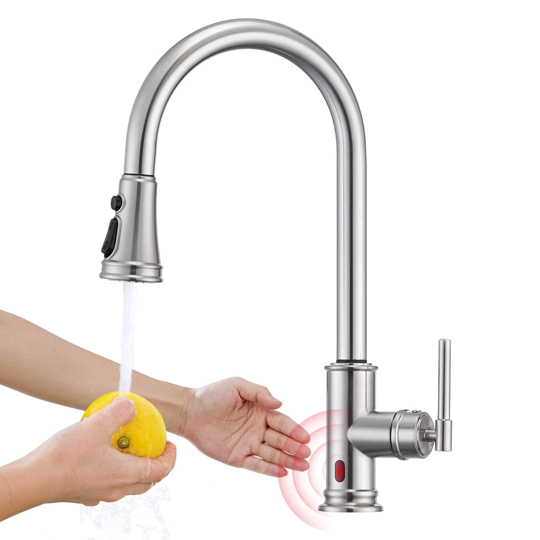 Wasserhahn Küche Touchless Sensor, Hochdruck Küchenarmatur mit Brause Ausziehbar Armatur Smart, Misc