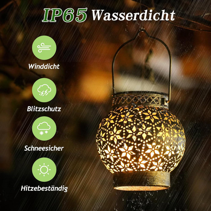 4 Stück Solarlampen für Aussen Garten (Bronze), Metall Solarlaterne für Aussen Retro Balkon Deko, IP