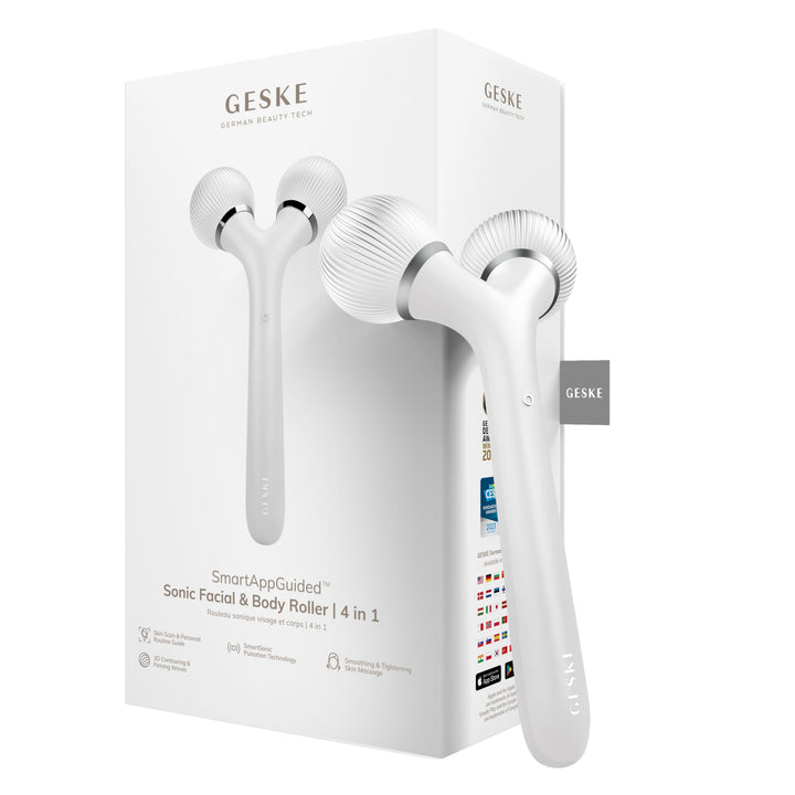 GESKE | SmartAppGuided™ Sonic Facial & Body Roller | 4 in 1 | Dermaroller | Gerät für Gesicht und Kö