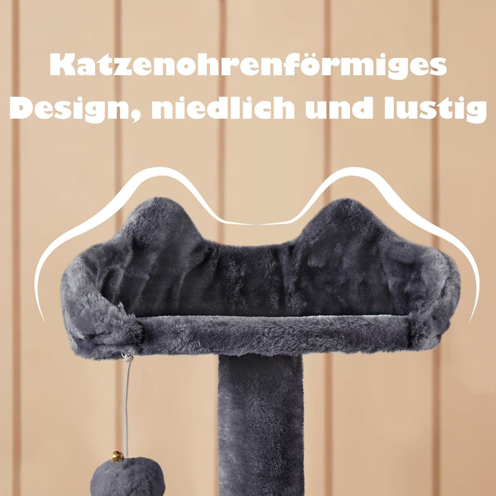 Yaheetech Kratzbaum Kletterbaum 139 cm hoch Katzenkratzbaum, Stabiler Katzenbaum mit 3 Plattformen,