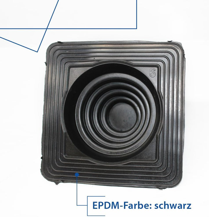 Rohrmanschette Nr. 1 - eckig schwarz, Rohrdurchführung aus EPDM