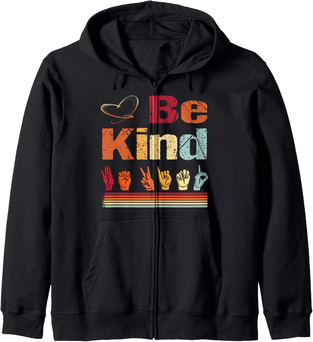ASL Be Kind Teachers Interpreter Womens Retro Sign Language Kapuzenjacke
