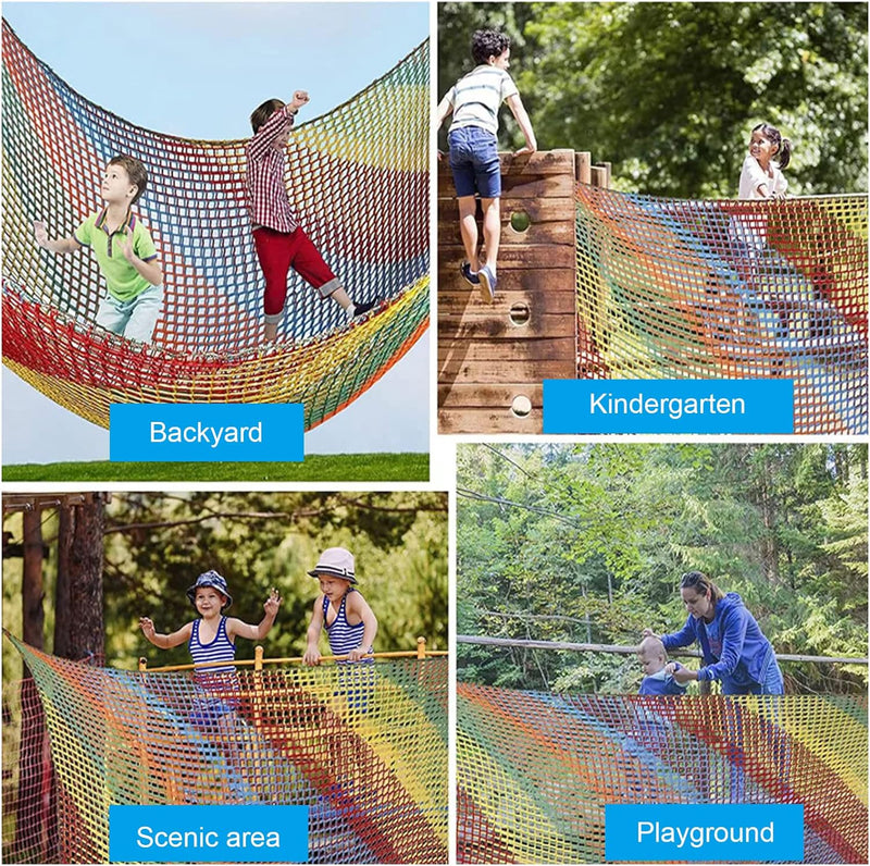 MENAYODA Kletternetz Spielplatz, Schwerlast Doppellagiges Schutznetz Kinder Klettergerüst Schaukel,