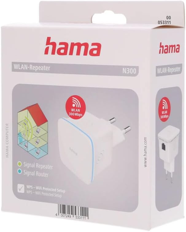 WLAN Repeater, mit LAN Anschluss (für Steckdose, 2,4GHz, bis 300MBit/s, LAN, WPS, Wifi Repeater, Rep