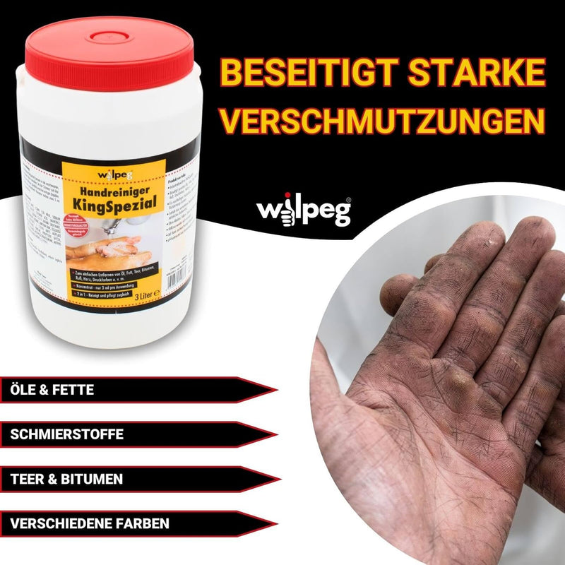 WILPEG Handreiniger 3 Liter - Seife, Waschpaste, Handwaschpaste für starke Verschmutzungen wie Farbe