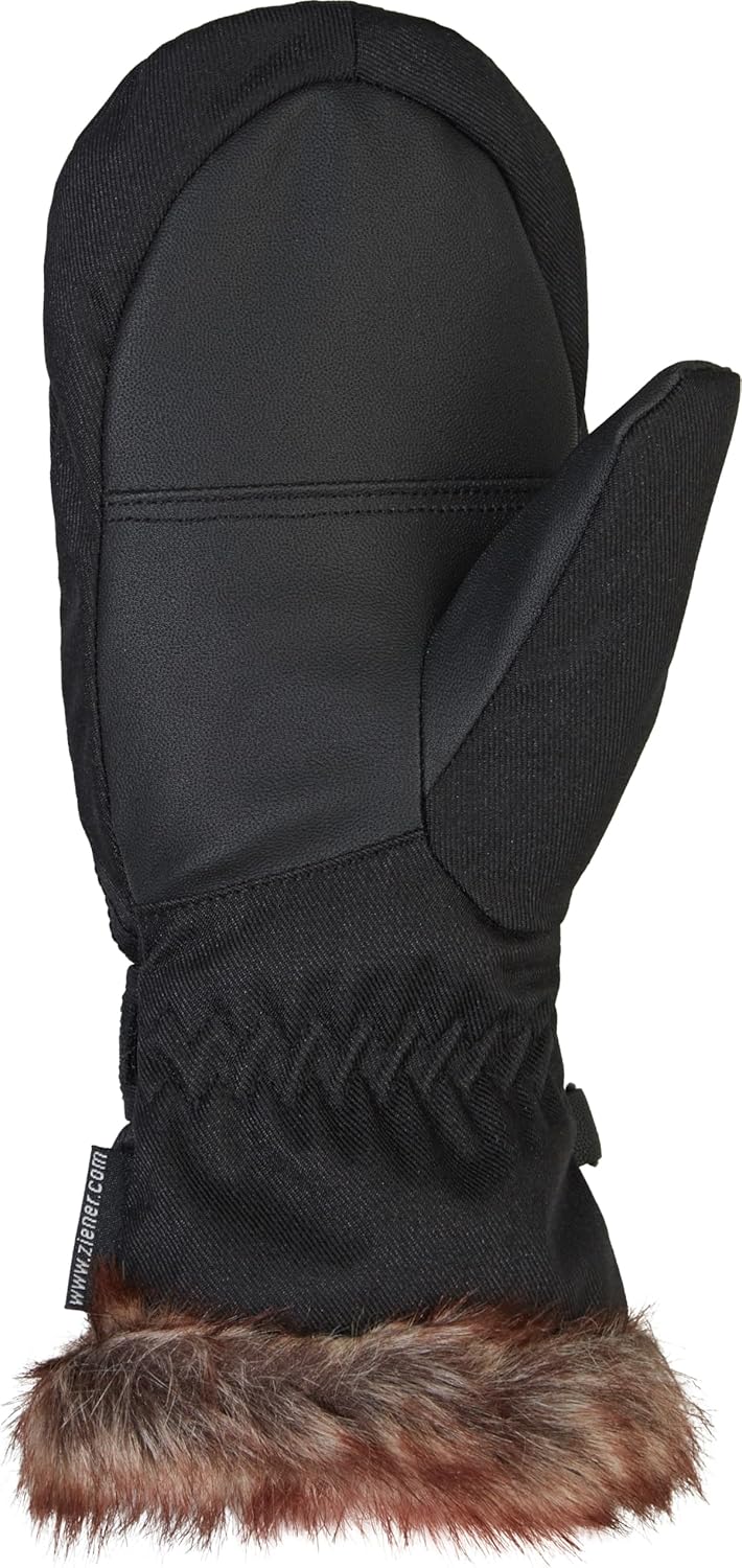 Ziener Mädchen LED Mitten Girls junior Ski-Handschuhe Wintersport, warm, atmungsaktiv 6.5 black-stru