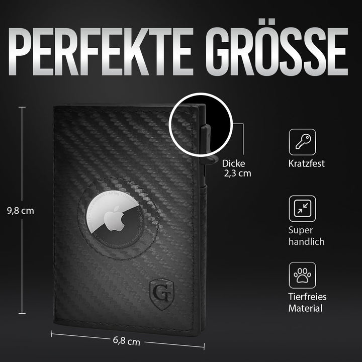 GenTo - AirTag Slim Wallet mit Münzfach - TÜV geprüfter RFID NFC Schutz - Kartenetui Kreditkartenetu