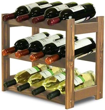 PROREGAL Weinregal PINOTWINE | HxBxT 38x43x25cm | 12 Flaschen | Massives Kiefernholz | Braun geölt |