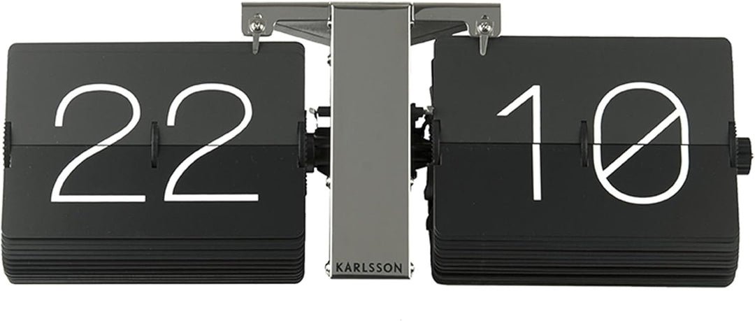 Karlsson Flip Uhr No Case Schwarz, Standfuss Verchrohmt, Metall, Black, 8.5 x 36 x 14 cm, KA5601BK