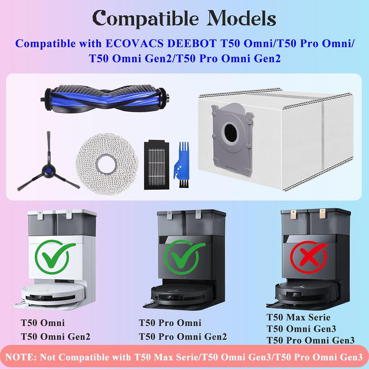 VIEWALL T50 Zubehör für Ecovacs Deebot T50 Pro Omni/T50 Omni/T50 Omni Gen2 Staubsauger,1 Hauptbürste
