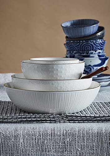 TOKYO design studio Nippon White 4-er Schalen-Set weiss, mit Gold-Rand, Ø 15 cm, 7 cm hoch, ca. 600