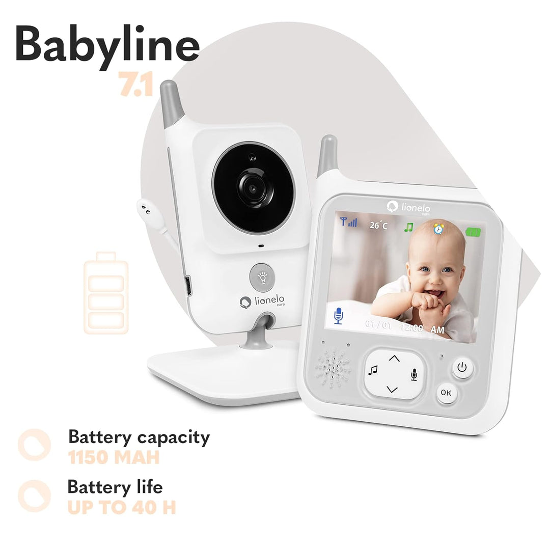 LIONELO Babyline 7.1 Babyphone mit Kamera und Empfänger, Reichweite bis zu 260 m, Kommunikation in b