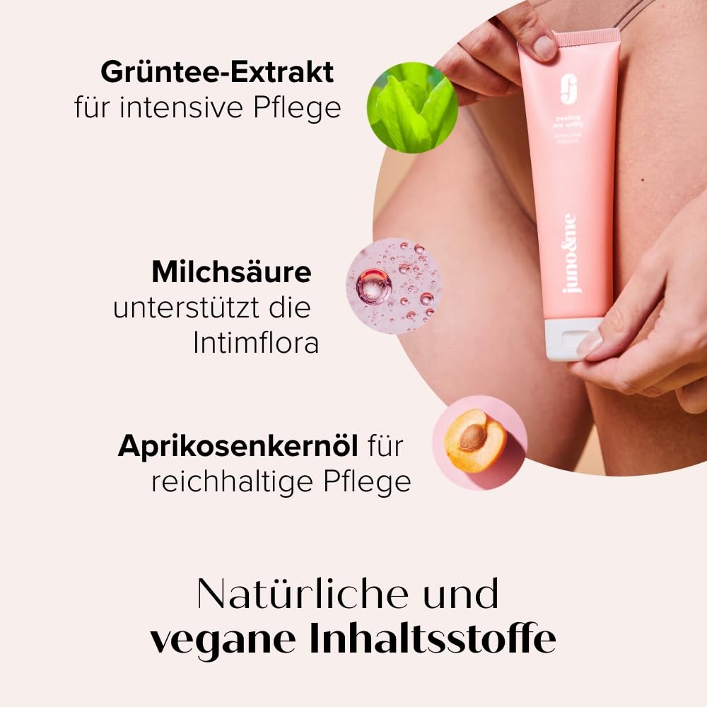 juno & me – Intimate Pre-Shave Peeling: Peeling vor Intimrasur - löst abgestorbene Hautschuppen & be