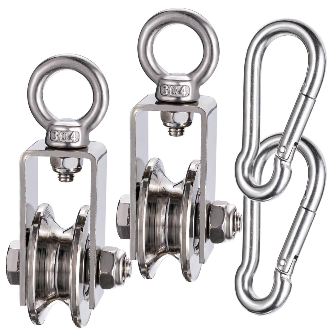 40mm Umlenkrolle mit 2 Kugellager, Fitness flaschenzug mit Clip，Umlenkrollen für 8mm Seile Stahlseil