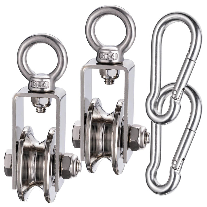 40mm Umlenkrolle mit 2 Kugellager, Fitness flaschenzug mit Clip，Umlenkrollen für 8mm Seile Stahlseil
