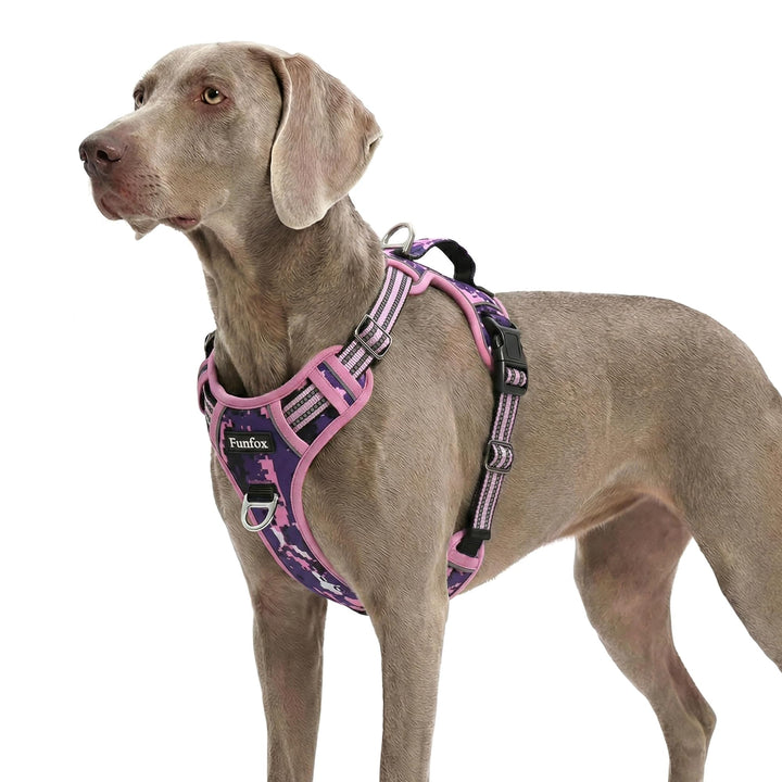 Funfox Hundegeschirr Grosse Hunde [XL] - Verstellbares Anti-Zug Brustgeschirr mit Griff & Reflektors