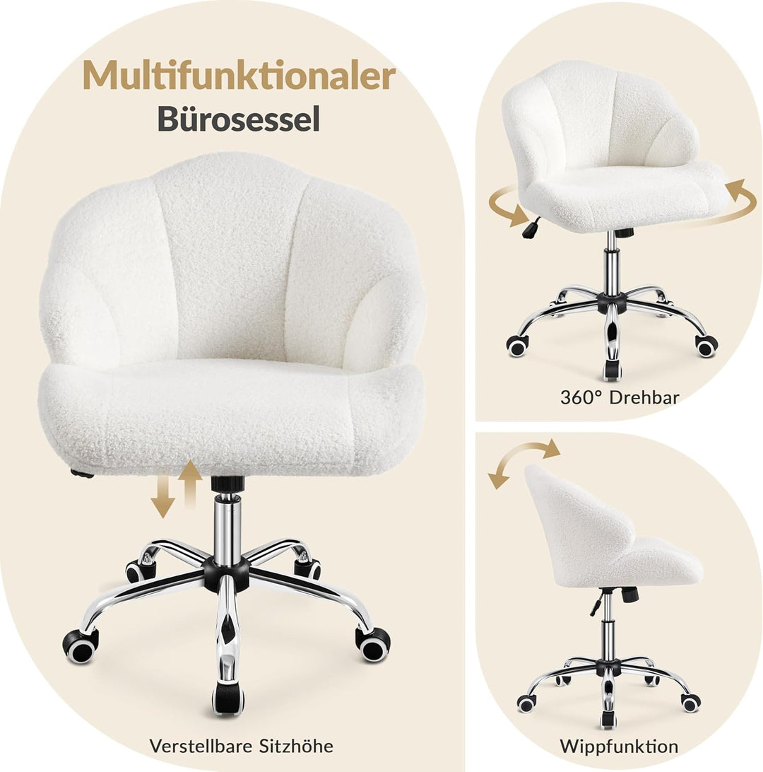 Yaheetech Homeoffice Stuhl, Schminkstuhl, Schreibtischstuhl höhenverstellbar Drehstuhl, Bürosessel i