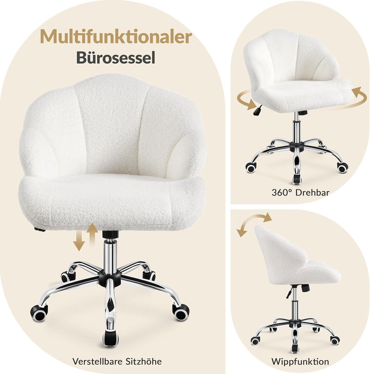 Yaheetech Homeoffice Stuhl, Schminkstuhl, Schreibtischstuhl höhenverstellbar Drehstuhl, Bürosessel i