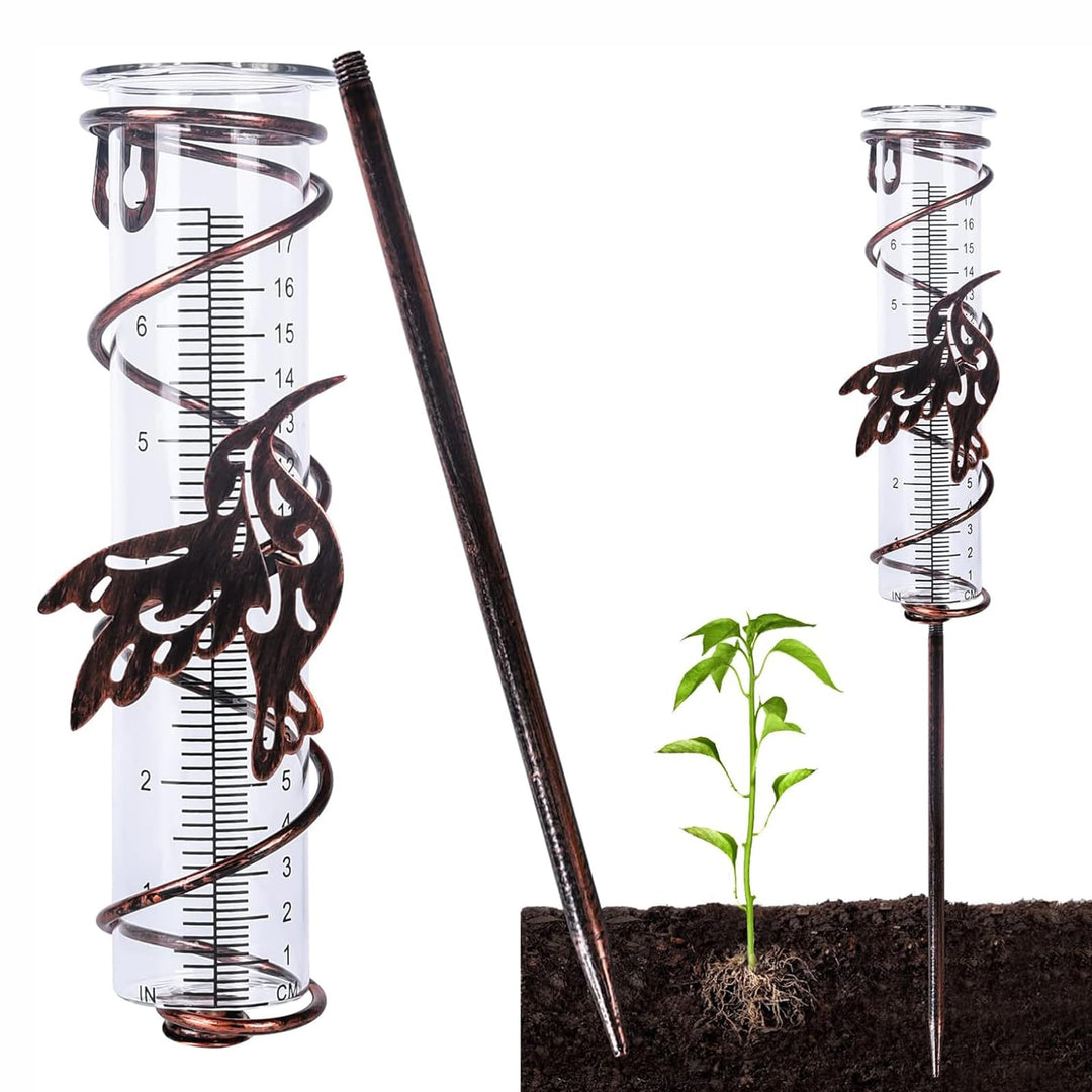 LSRVNM Regenmesser für Garten, Niederschlagsmesser mit Erdspiess, Glas-Regenmesser mit Klarer Skala,