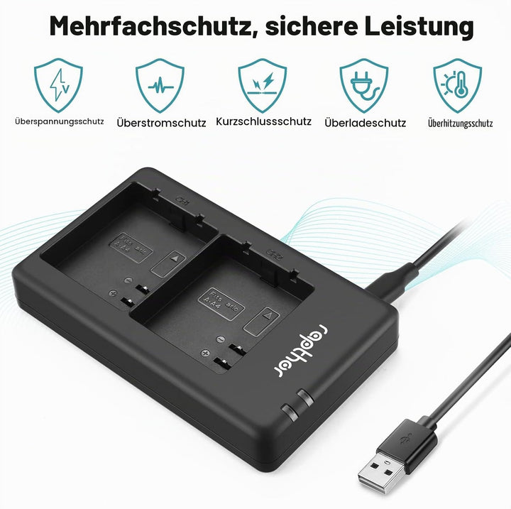 Rapthor 2-Pack 4950mAh Ersatzbatterien mit Ladegerät Kompatibel mit Arlo Pro 4/Pro 3/Ultra/Ultra 2 D