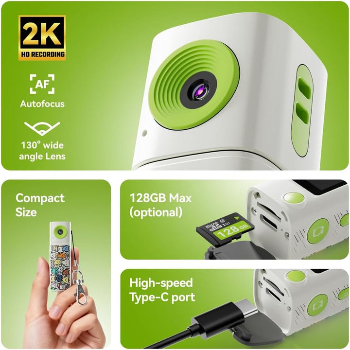 Schüler-Digitalkamera mit 2,4 K HD-Video, 230 ° drehbares Objektiv für Mini für Kamera, tragbares 6,