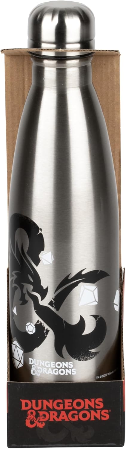Konix Dungeons & Dragons Isolierflasche - Edelstahl - 500 ml - Logo-Motiv - Silber Dungeons & Dragon
