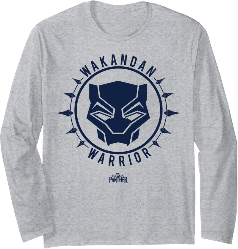 Marvel Black Panther Wakandan Warrior Navy Logo Langarmshirt