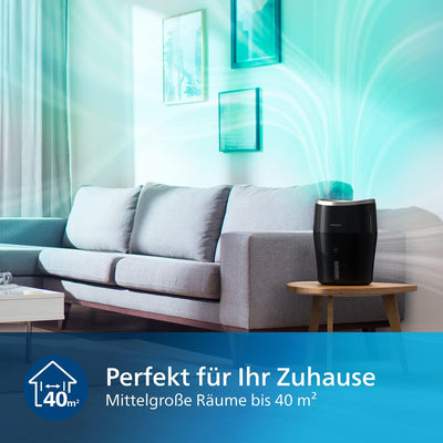 Philips Series 2000 Luftbefeuchter – für Räume bis 40 m², mit NanoCloud-Technologie, 3 Geschwindigke