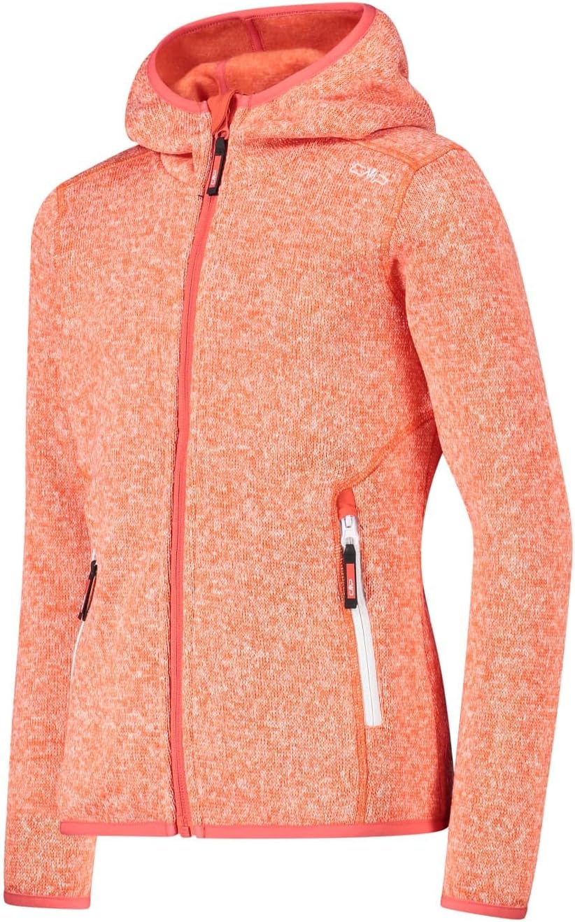 CMP Jungen Fleecejacke Knitted Fix Hood 98 Campari-Weiss, 98 Campari-Weiss