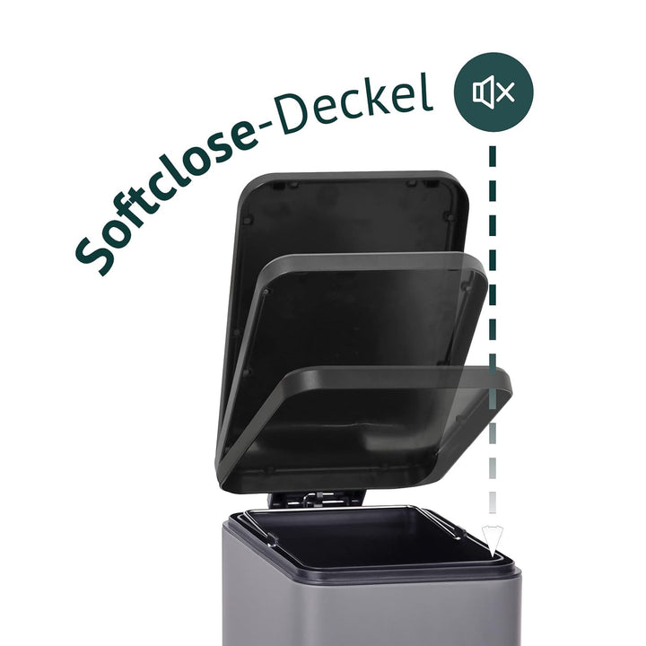 SVITA STM15 Mülleimer Treteimer Tretmülleimer Abfalleimer 15l inkl. Inneneimer Softclose-Deckel Fuss