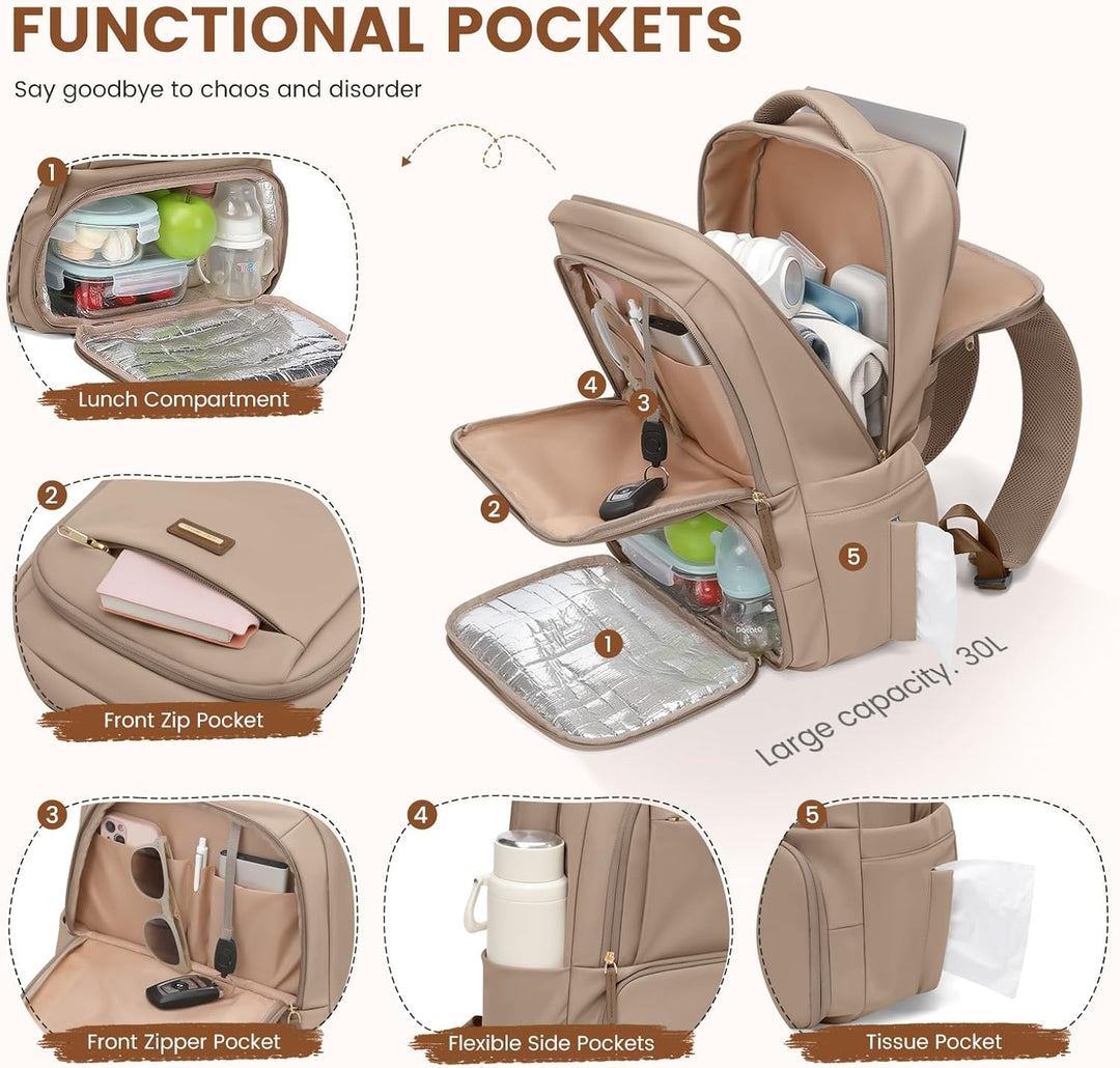 GOLF SUPAGS Lunch Rucksack, 16 Zoll Laptop Rucksack Schulrucksack mit Lsoliertes Kühltasche für Arbe