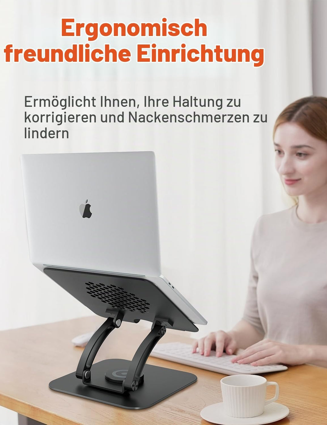 Laptop Ständer mit 360° Drehbarer Basis, Ergonomisch Laptopständer Höhenverstellbar, Laptop Erhoehun