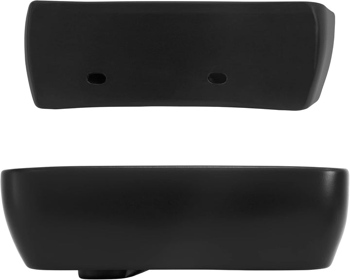 ML-Design Waschbecken aus Keramik in Schwarz matt 45x27x13 cm, Eckig, Hahnloch rechts, Wandmontage/A