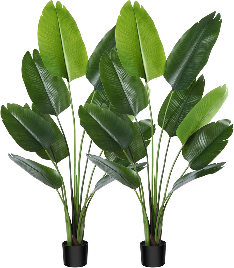 CROSOFMI Künstliche Paradiesvogel Pflanze 150cm künstliche Tropische Palme mit 10 Blättern perfekte