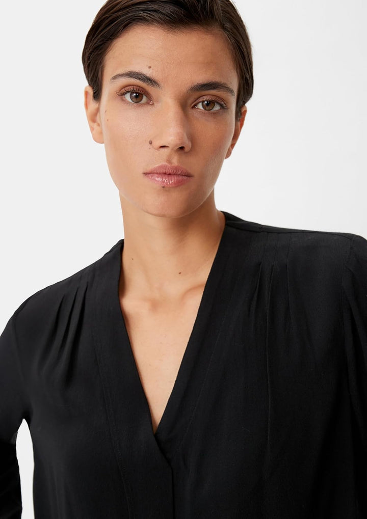 Comma Crêpe-Bluse mit Plisseefalte 36 9999_schwarz, 36 9999_schwarz