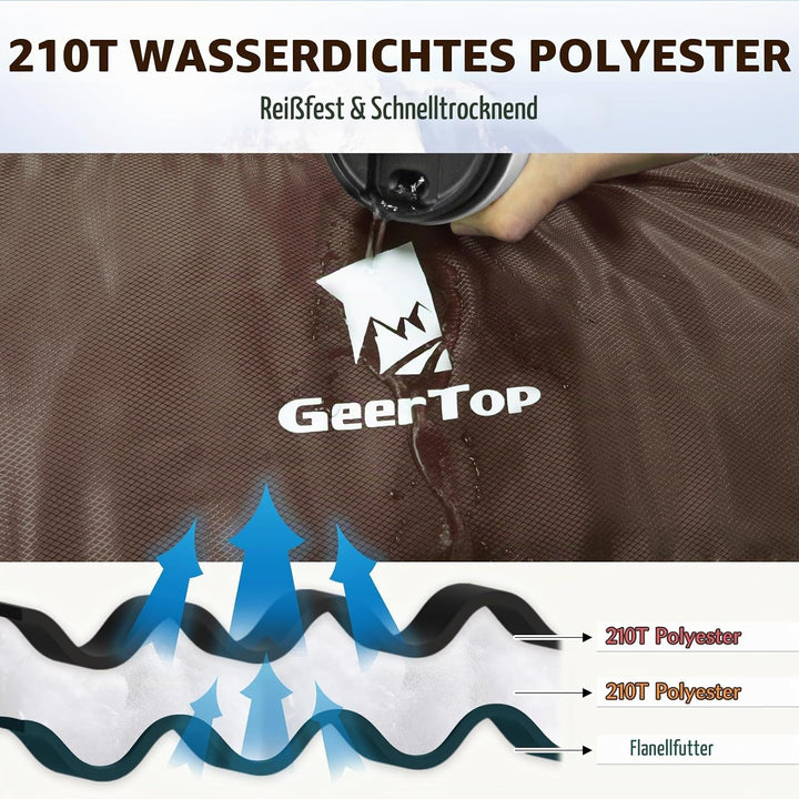 GEERTOP Schlafsack XXL 4 Jahreszeiten Flanell Campingschlafsack Übergrösse 220x100cm für Erwachsene