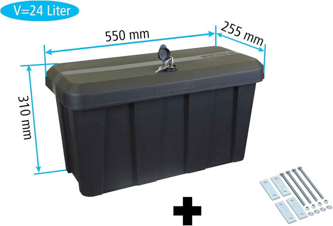 Deichselbox Daken Blackit Lite, Werkzeugkasten, Gurtkiste, Anhängerbox, Staukiste, Daken B24-2 + Mon