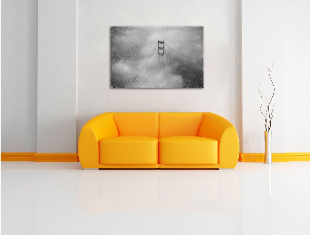 Pixxprint Golden Gate Bridge über den Wolken als Leinwandbild/Grösse: 100x70 / Wandbild/Kunstdruck/f