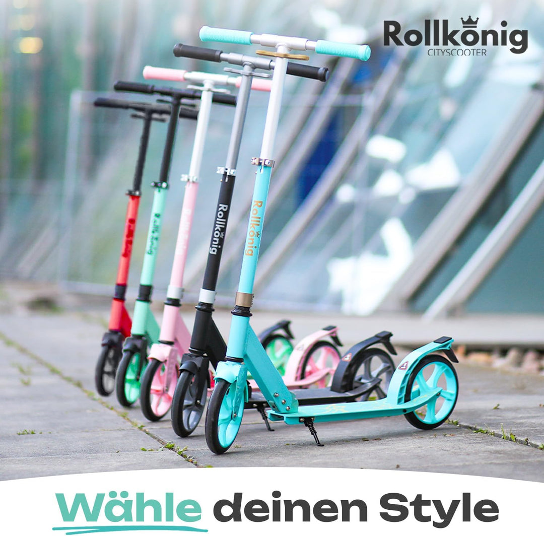 Rollkönig ® Scooter für Kinder ab 5 Jahren I Der Faltbare City-Scooter mit grossen Rädern I Tret-Rol