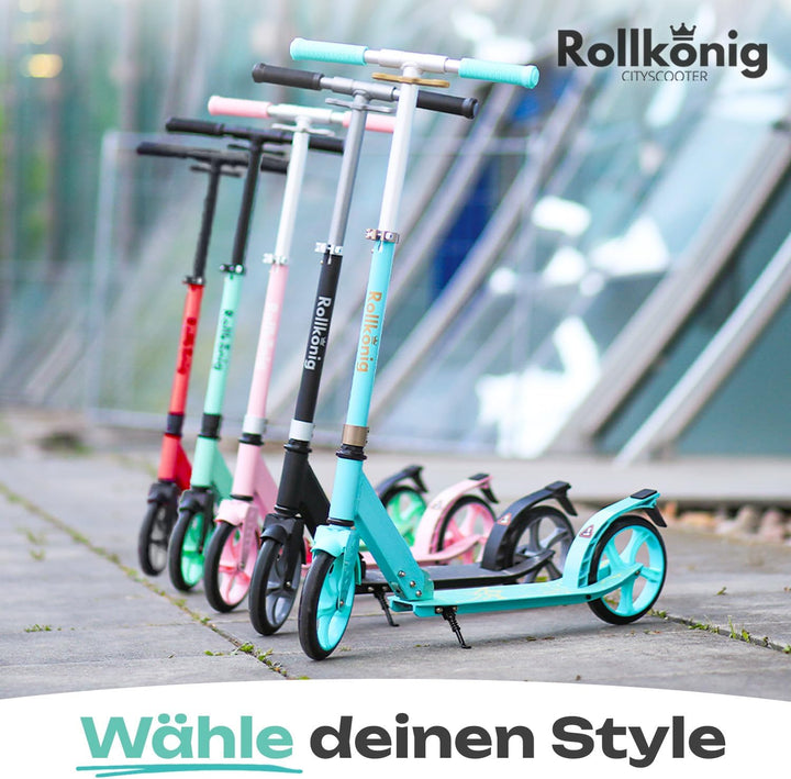 Rollkönig ® Scooter für Kinder ab 5 Jahren I Der Faltbare City-Scooter mit grossen Rädern I Tret-Rol