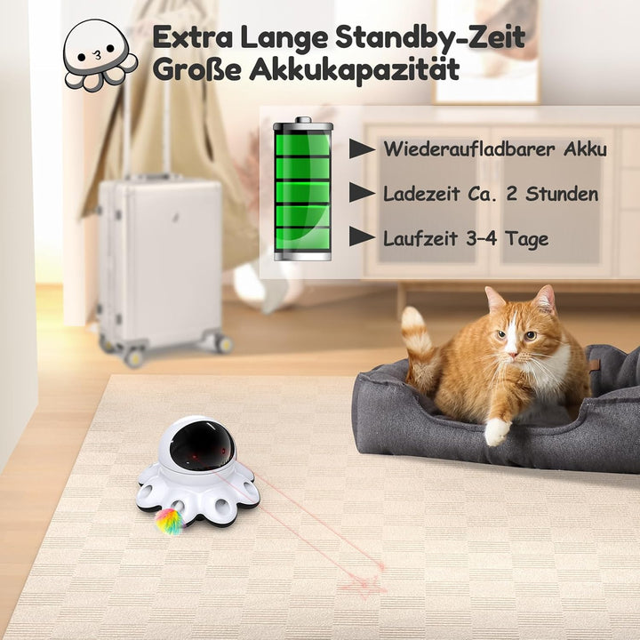 GoldenSun Katzenspielzeug, 2-in-1 Automatisches Katzenspielzeug, 8-Loch Whack-a-Mole & 360° Zufallsb