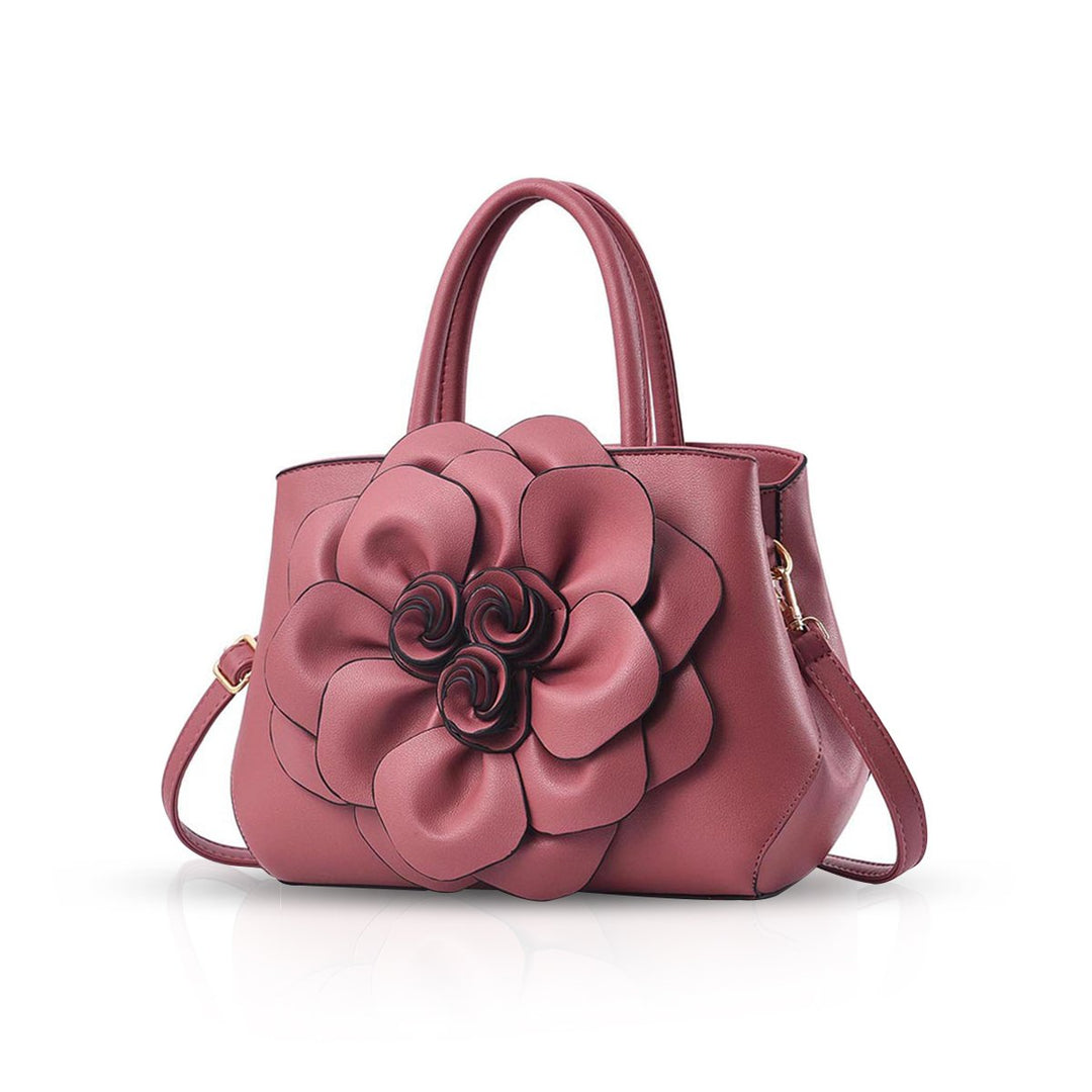 NICOLE & DORIS Modische Damen-Umhängetasche, Handtasche, Umhängetasche, Blumenmotiv Rosa, Rosa