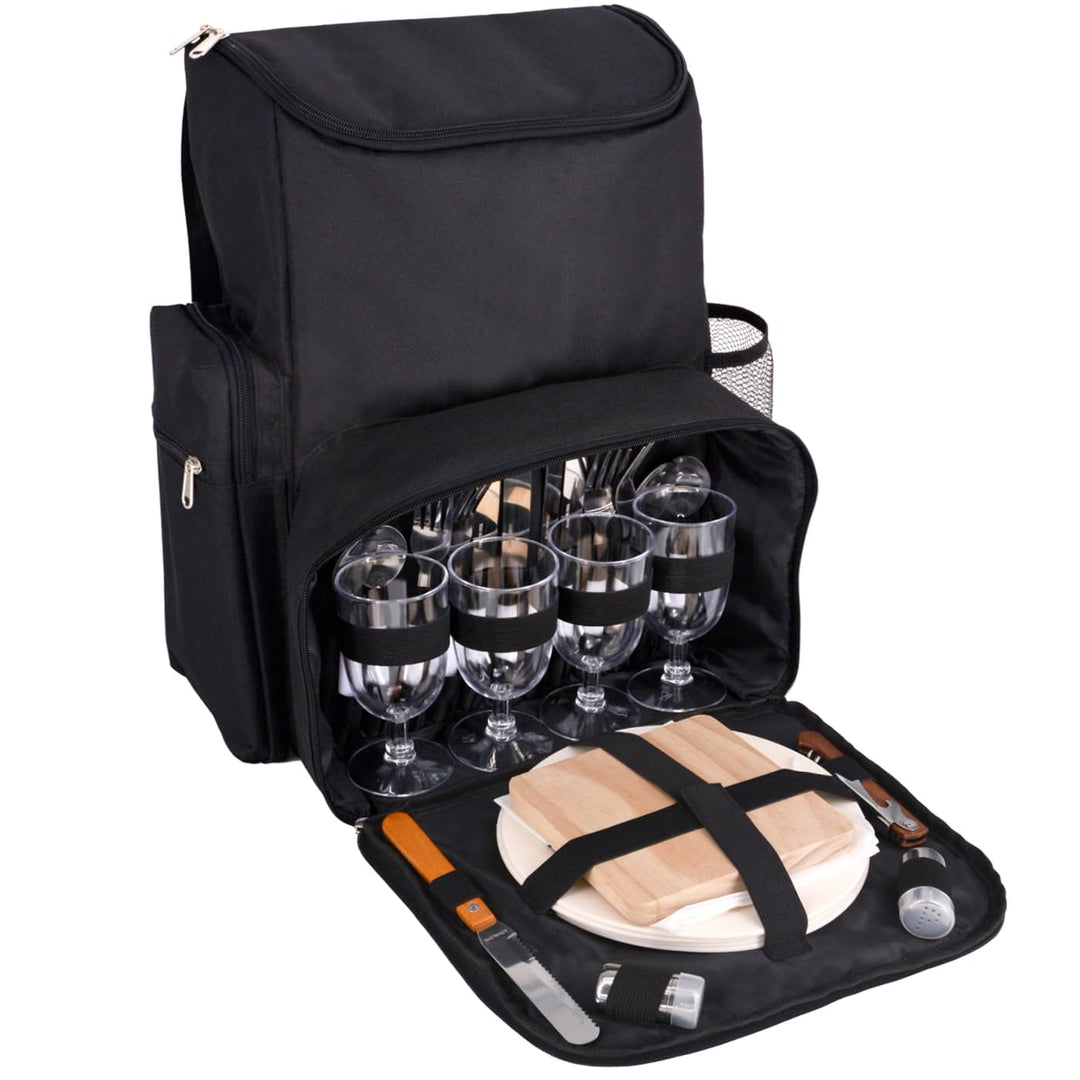 Les Jardins de la Comtesse - Picknick-Rucksack für 4 Personen – Schwarz – komplett mit Kühlfach – ro
